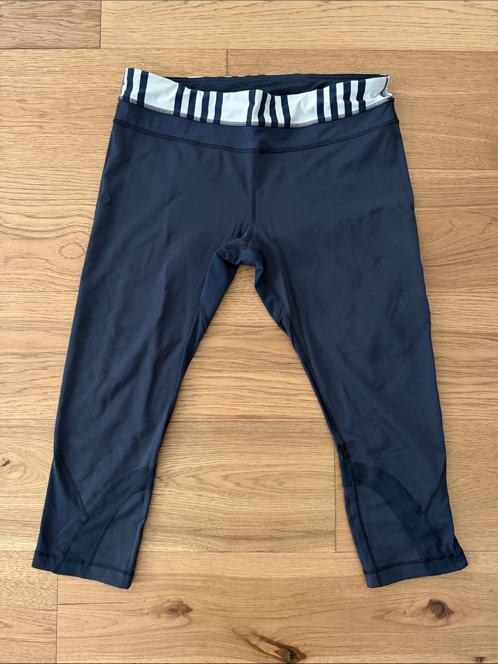 lululemon athletica Navy Capri Leggings with Striped Waistband
